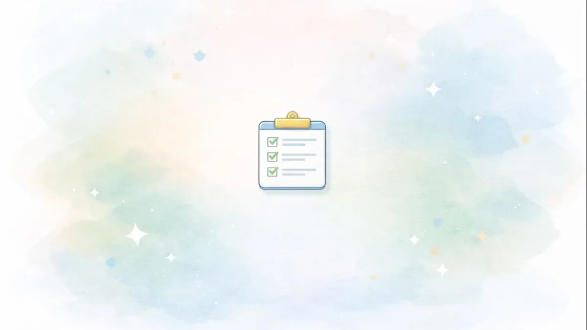 Clipboard with ticked checklist icon on a pastel watercolour background, symbolising the chrome bookmark manager.